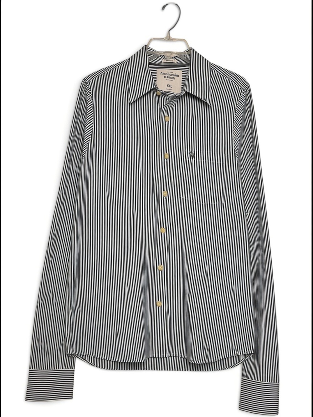 Abercrombie Men’s XXL Long Sleeve Muscle Fit Striped Button Down Shirt Cotton - Picture 9 of 9